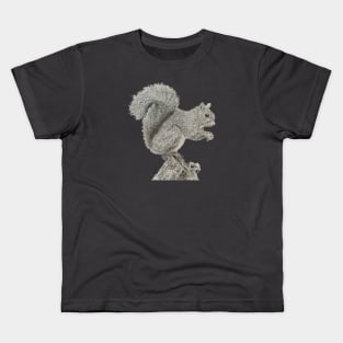 Dotwork Squirrel Art Print Kids T-Shirt